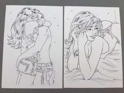 Jim | Jim - 2x Dessin original - Une Nuit Ã  Rome - Marie | Catawiki