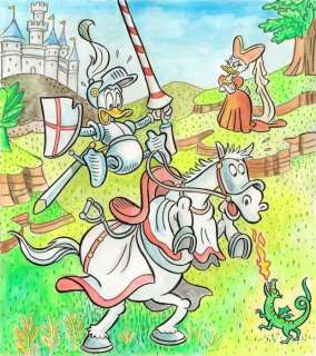 Tony Fernandez - Disney Artist | Mickey & Minnie Mouse inpired by St George & The Dragon Legend - Original Painting - 48 x 32 cm - Tony Fernandez - Acrylic Art - Original Artwork | Catawiki