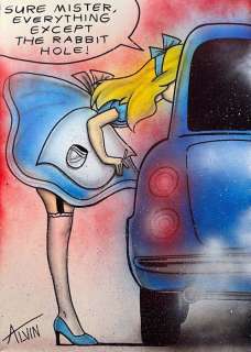 Alvin Silvrants | Alice in Wonderland - Hooker - Original drawing in colour by Alvin Silvrants | Catawiki