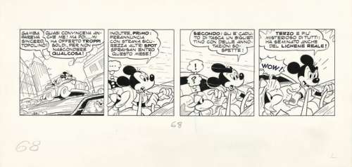 Romano Scarpa | Topolino #1787 - Romano Scarpa - original strip "L’Enigma di Brigaboom" - Page volante - Exemplaire unique - (1989) | Catawiki