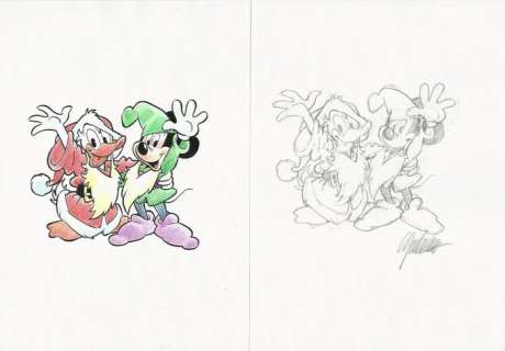 Giorgio Cavazzano | Mickey Parade #264 - Giorgio Cavazzano - preliminare di copertina originale + prova colore - Page volante - Exemplaire unique - (2001) | Catawiki