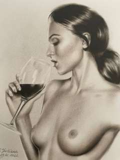 Juliana Ovsyanka | Ovsyanka, Juliana - Originele tekening - Bon vivant! - Formaat: 21 x 30 cm. | Catawiki