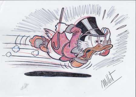 Millet | Scrooge McDuck - "Panicking" - Original Signed Painting by Millet | Catawiki