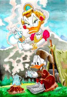 Julian Jordan | Julian Jordan - Colour Sketch Mixed Technique - Uncle Scrooge - "Klondike’s Coffee" | Catawiki
