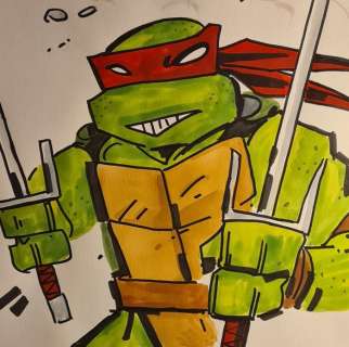 Kevin Eastman | Turtle Ninja 1 - Dessin original dédicacé tortue ninja Kevin Eastman format a3 - Page volante - Exemplaire unique - (2018) | Catawiki