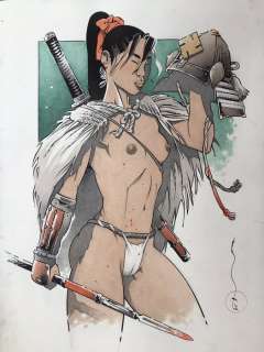 Michetz, Marc | Michetz, Marc - Dessin original couleur -Â Guerrière - (2021) | Catawiki