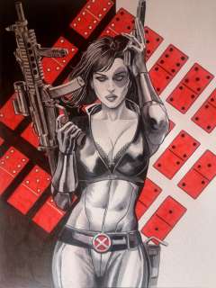 Giuseppe Candita | MARVEL - illustrazione originale "DOMINO" - Page volante - Exemplaire unique | Catawiki