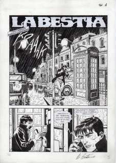 GIAMPIERO CASERTANO - Tavola originale per Dylan Dog 209 ‘La bestia’. Cm. 29,5 x 42. Anno di esecuzione 2004. Pag 5 (titolo). Firmata.
