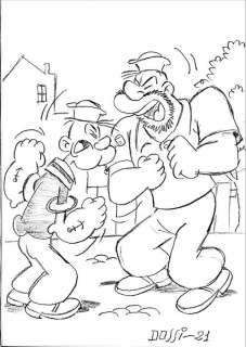 Sandro Dossi - Sandro Dossi - 2x disegni originali - Braccio di Ferro e Titti