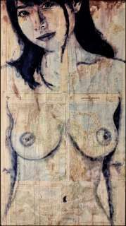 Andrea Boriani | Omaggio a Manara - Andrea Boriani - 95x52x2 cm, dipinta a mano su pagine di un atlante vintage ’66 - Page volante | Catawiki