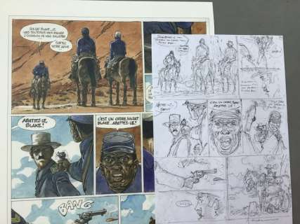 Hermann | Hermann - Planche originale crayonnée - Duke T5 - Un Pistolero tu seras - (2020) | Catawiki