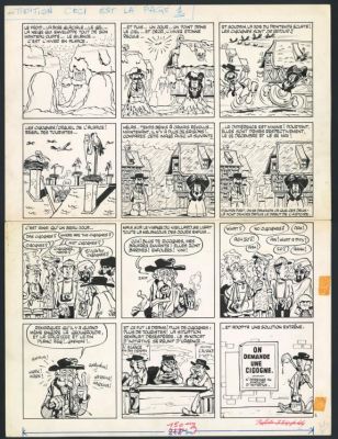 Marcel Gotlib | Planche originale 1 pour l’ histoire complète en 6 pages " Grëtel cigogne de première classe " - Les Dingodossiers | Daniel Maghen
