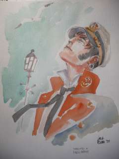 Luca Pozza | Luca Pozza - illustrazione originale "Omaggio a Hugo Pratt" | Catawiki