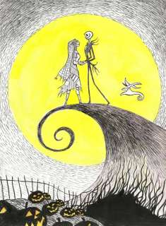 Tony Fernandez, Disney Artist | The Nightmare Before Christmas Moon - Jack And Sally - Original Painting - Tony Fernandez - Original Artwork | Catawiki