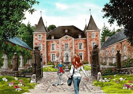 Dany | Le Comte de Champignac et son château, dessin original à l’encre de chine et à l’aquarelle. | Septimus