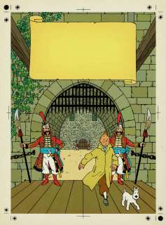 Hergé (Studios) | Tintin, Le Sceptre d’Ottokar, bleu de coloriage et son film noir pour la couverture de l’album. | Septimus