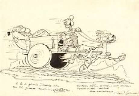 Uderzo, Albert | Original drawing in Indian ink  - Asterix, Obelix and Anticlimax who are carrying a barrel of magic potion  - (1965) | Catawiki