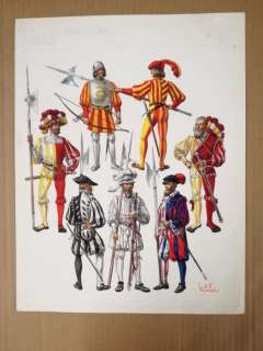 Funcken, Lilianne En Fred | Funcken, Lilianne en Fred - Originele tekening in kleur - Le Costume et les armes des soldats de tous les temps - (jaren 60) | Catawiki