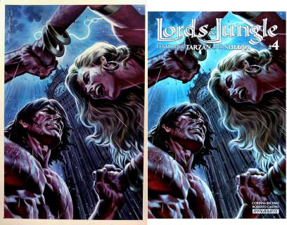 Felipe Massafera - lords of the jungle #4 cover (tarzan battles sheena! ) large art - 2016