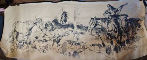 Derib Et Franz | Derib et Franz - Dessin original géant (229 x 89 cm) - Buddy Longway et Jugurtha - (1980) | Catawiki