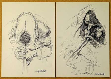 Tanino Liberatore | Tanino Liberatore - 2x Dessins Originaux - "Les joueurs de flûte" | Catawiki