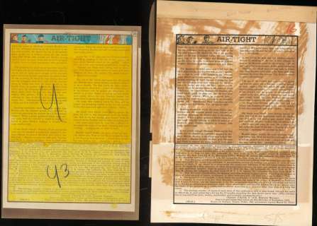 Air-Tight,Tales from the Crypt ,Silver Print Text Story & Color Guide, 2 Pcs. (1953) | Russ Cochran