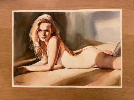 Serdnova Anastasija | ‘Lounge’ - 1 Original drawing - Size: 42cm x 30cm Signed - (2022) | Catawiki