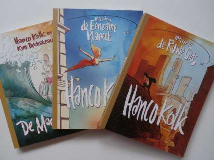 Hanco Kolk / Kim Duchateau | Hanco Kolk - 3 Albums met originele tekeningen (ook 1x door Kim Duchateau) - De eenzame planeet + De ruwe Gids + De man van Nu - Livre de poche Trade - Éditions mixtes (voir description) - (2008/2016) | Catawiki