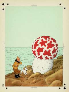 Hergé (Studios) | Tintin, L’étoile mystérieuse, bleu de coloriage et son film noir pour la couverture de l’album. | Septimus