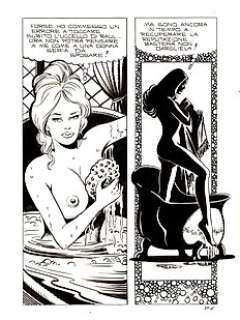 Birago Balzano | Zora la Vampira n. 22 - Birago Balzano - Tavola Originale Erotica "le bare di cristallo" - Page volante - Exemplaire unique - (1974) | Catawiki