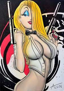 Alvin Silvrants | Jessica Rabbit as James Jane Bond 007 - Original drawing in colour by Alvin Silvrants | Catawiki