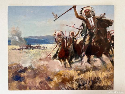 DIBUJO ORIGINAL NOVELA EN LAS FRONTERAS DEL FAR WEST DE SALGARI EDITORIAL MOLINO 1961 A COLL BLANCH | todocoleccion (Buy It Now)