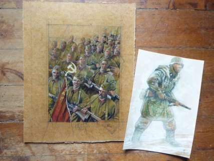 Le Hénanff, Fabrice | Le Hénanff, Fabrice - 2x Dessin original couleur - Projet de couverture - Ostfront - (2010/2023) | Catawiki