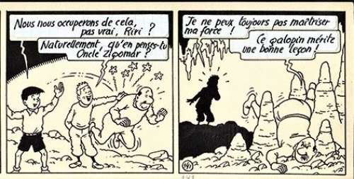 Bob de Moor - Planche Originale (P.36) - | Bob De Moor - Planche originale (p.36) - Les Aventures d’Oncle Zigomar/ De avonturen van Nonkel Zigomar - L’Empire des Taupes /Het Mollenrijk - (1955/2023) | Catawiki