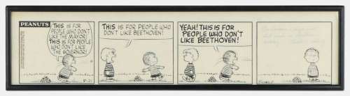 Original Charles Schulz Hand-Drawn ’’Peanuts’’ Strip from 1959 -- Beethoven Themed Strip | Nate Sanders