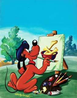 Walt Disney | Pluto peint, couverture originale en couleurs directes pour le journal Mickey n° 267 du 7 juillet 1957. | Septimus