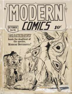 Reed Crandall Modern Comics #78 Blackhawk Cover Original Art (Quality, 1948). For Quality Comics, Crandall - | Heritage