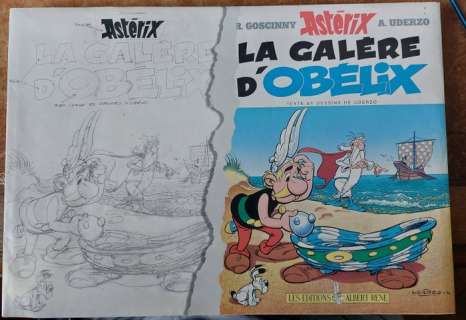 Uderzo | Asterix - La Galère d’Obélix avec dessin dédicacé Astérix - TT - HC - Cartonné - (1996) | Catawiki