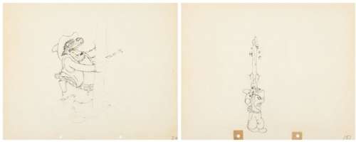 Walt Disney Studios | Two-Gun Mickey - Walt Disney Studios - Disney - Artwork 2 framed Original Animation Drawings + additional book - (1934) | Catawiki