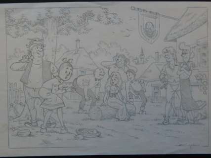 Studio Vandersteen - Goossens, Eugeen | Goossens, Eugeen - Originele tekening - Suske en Wiske en de Geuzen - (jaren ’90) | Catawiki