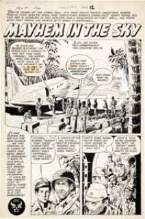 Art Gates Foxhole #4 Complete 5-Page Story "Mayhem in the Sky" Original Art (Mainline, 1955). Life and -