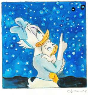 Tony Fernandez | Donald Duck Inspired By Brian Kershisnik’s ’Young Astronaut III’ - Original Painting - Tony Fernandez Signed - Original Acrylic Artwork | Catawiki