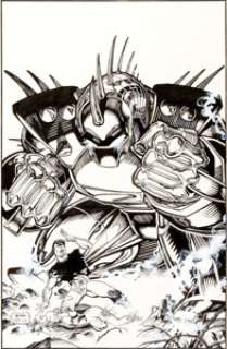 Marc Siry and Jim Lee Alpha Flight #65 Cover Original Art (Marvel, 1988). Madison Jeffries steps outside his Box armor - | Heritage