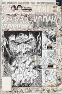 Joe Kubert Tarzan Family #64 Cover Original Art (DC, 1976). Korak, Son of Tarzan is caged like a pet canary -