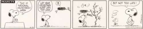 Charles Schulz Peanuts Daily Comic Strip Snoopy and Woodstock Original Art dated 4-24-72 (United Feature - | Heritage