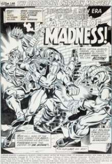 Jim Starlin and Chic Stone Captain Marvel #25 Splash Page 1 Original Art (Marvel, 1973). The Kree-born Captain -
