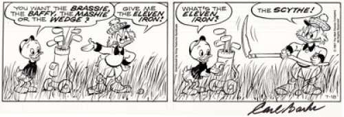 Tony Strobl Donald Duck Daily Comic Strip Uncle Scrooge Original Art dated 7-18-87 (Walt Disney/King -