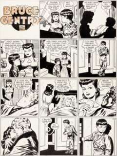 Ray Bailey Bruce Gentry Sunday Comic Strip Original Art dated 1-20-46 (NY Post, 1946). Bandy gives Bruce -