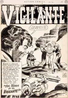 Dan Barry Action Comics #150 "Six Slugs for  the Vigilante" Splash Story Page 1 Original Art (DC, 1950)....