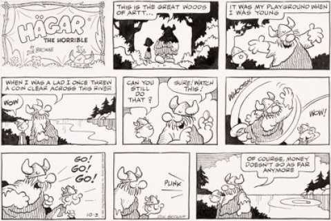 Dik Browne Hagar the Horrible Sunday Comic Strip Original Art dated 10-3-82 (King Features Syndicate, 1982)....